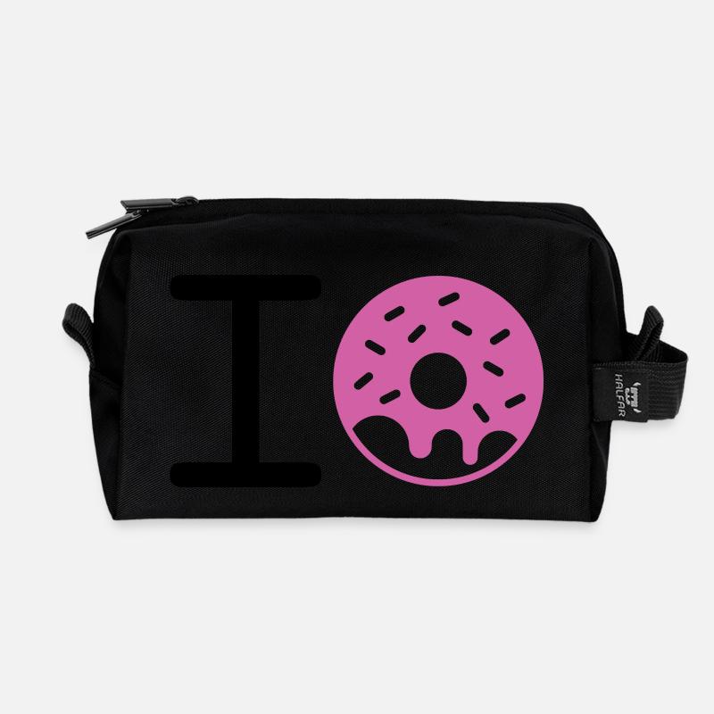 I love Donuts - Recycelte Kulturtasche - Schwarz