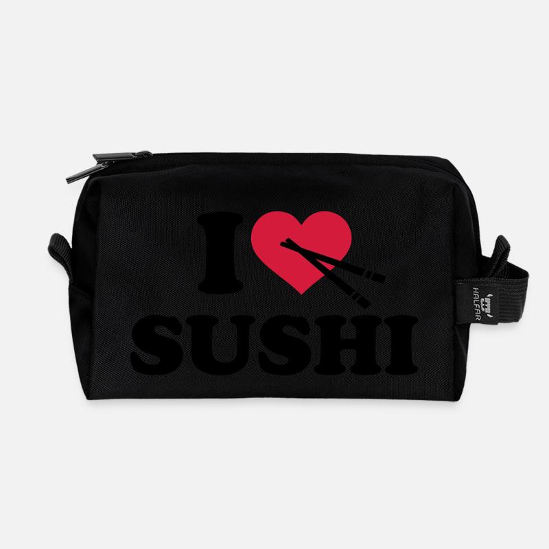 I love Sushi - Recycelte Kulturtasche - Schwarz