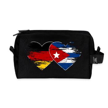 Germany Cuba flag used heart - Recycled Toiletry Zip Bag - black - Front