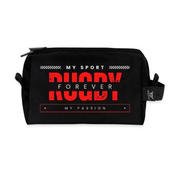Rugby forever my sport my passion - Recycled Toiletry Zip Bag - black - Front