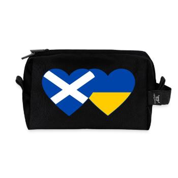 Scotland Ukraine Flag Heart - Recycled Toiletry Zip Bag - black - Front