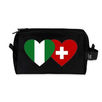 Nigeria Switzerland Flag Heart - Recycled Toiletry Zip Bag - black - Front