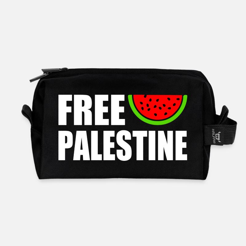Free palestine - Recycelte Kulturtasche - Schwarz