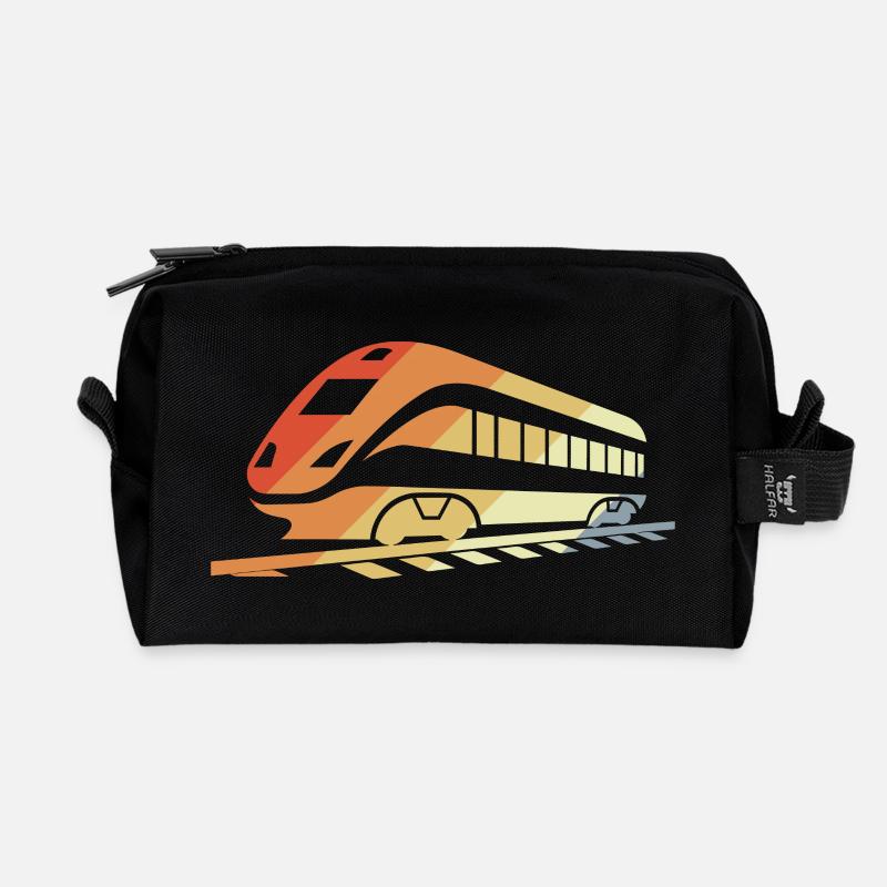 Eisenbahn Retro Stil - Recycelte Kulturtasche - Schwarz