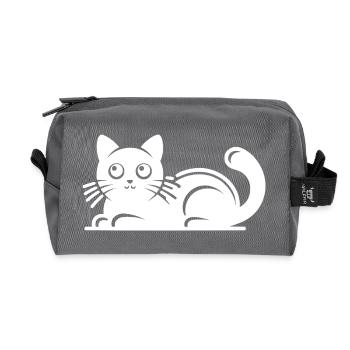 Dessin de chat mignon - Trousse de toilette en tissu recyclé - anthracite - Devant