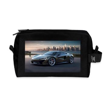 Elegantes Supercar-Design – Für echte Auto-Fans - Recycelte Kulturtasche - Schwarz - Vorne