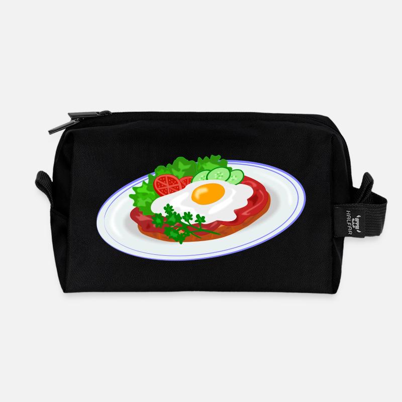 Traditionelles Englisches Frühstück - Recycelte Kulturtasche - Schwarz