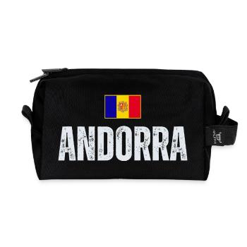 Flag of Andorra, Andorran pride - Recycled Toiletry Zip Bag - black - Front
