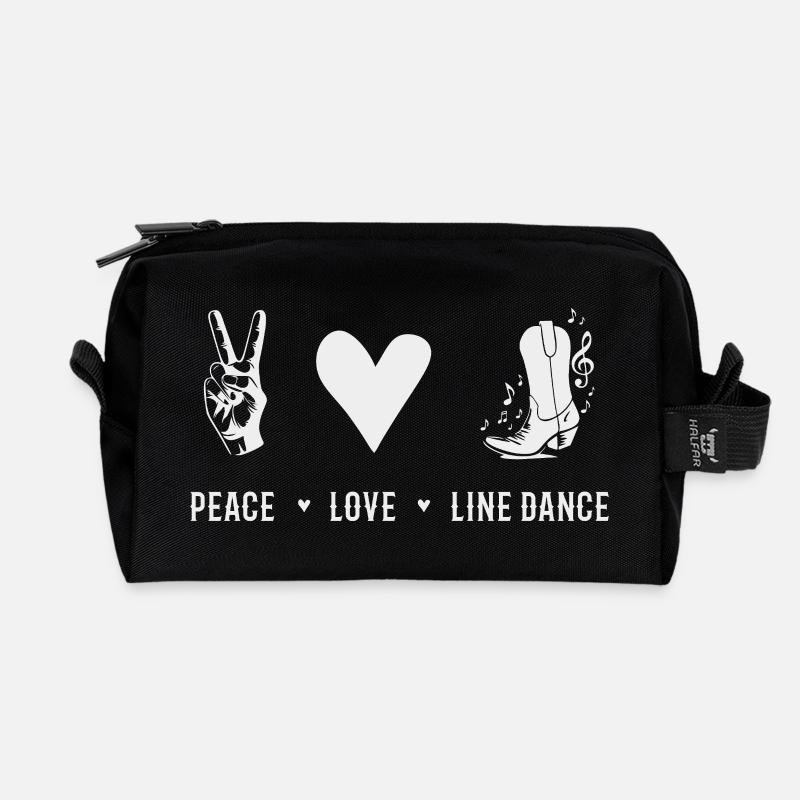Peace Love Line Dance Leidenschaft Country Dance - Recycelte Kulturtasche - Schwarz