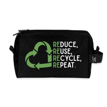 Réduire, réutiliser, recycler, répéter – Thème éco - Trousse de toilette en tissu recyclé - noir - Devant