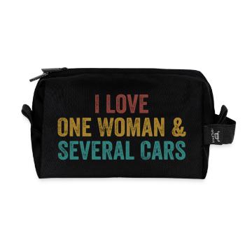 Une Femme et Plusieurs Voitures : Humour Auto - Trousse de toilette en tissu recyclé - noir - Devant