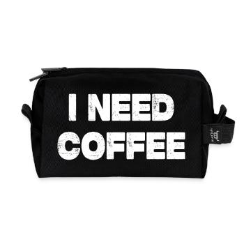 I Need Coffee - Recycelte Kulturtasche - Schwarz - Vorne