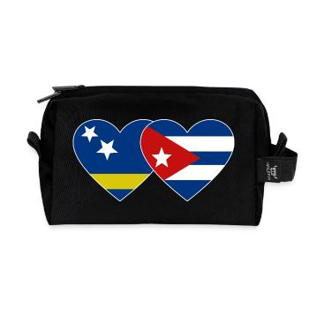 Cœur du drapeau de Curaçao Cuba - Trousse de toilette en tissu recyclé - noir - Devant