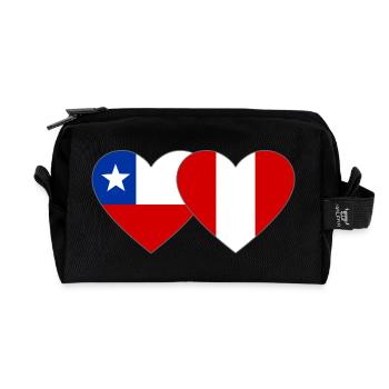 Chile_Peru_Flagge_Herz - Recycelte Kulturtasche - Schwarz - Vorne