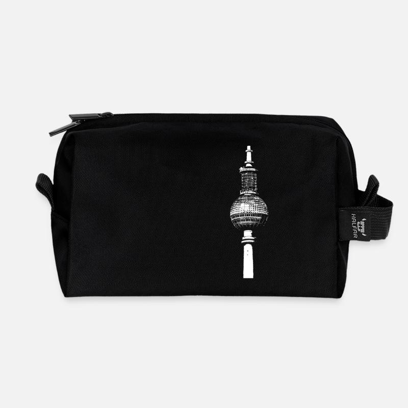 TV Tower Berlin Alex - Recycled Toiletry Zip Bag - black
