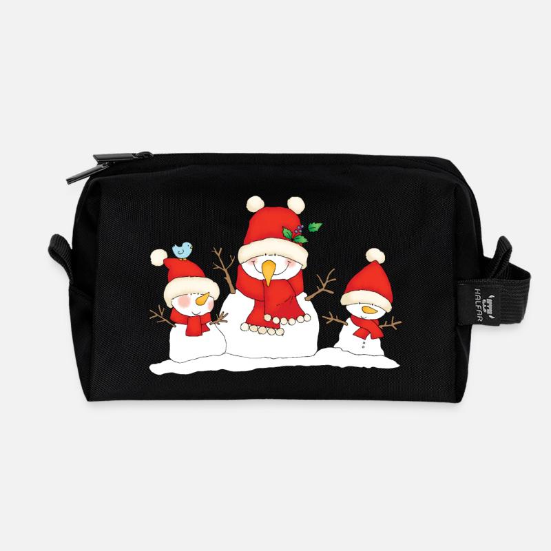 Christmas snowmen. - Recycled Toiletry Zip Bag - black