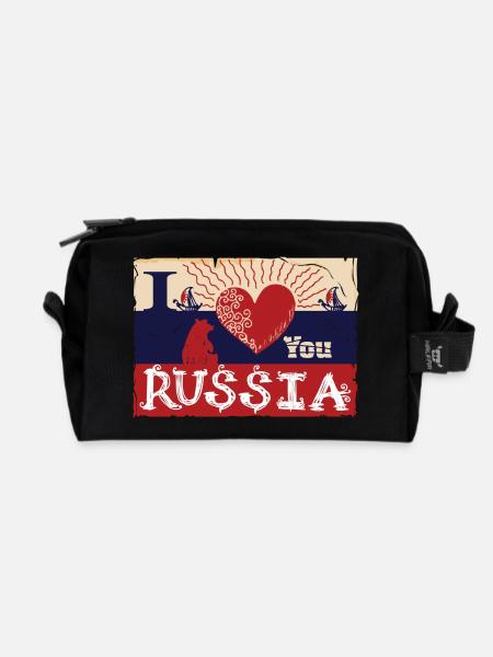 I love you Russia - Recycled Toiletry Zip Bag - black