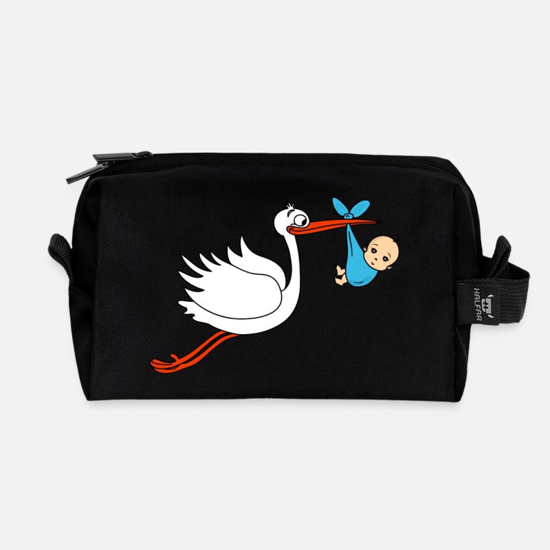 Storch Baby Junge Babies Schwanger - Recycelte Kulturtasche - Schwarz