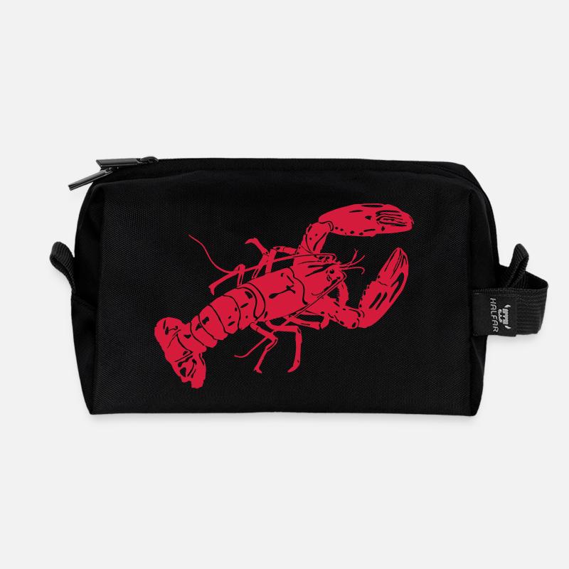 LobsterWhiteTee - Recycled Toiletry Zip Bag - black