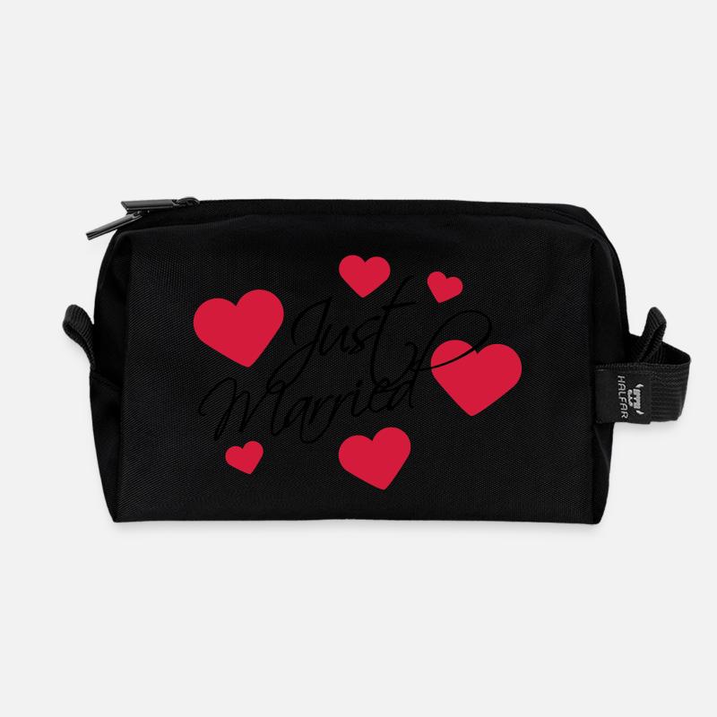 Just Married Logo - Trousse de toilette en tissu recyclé - noir