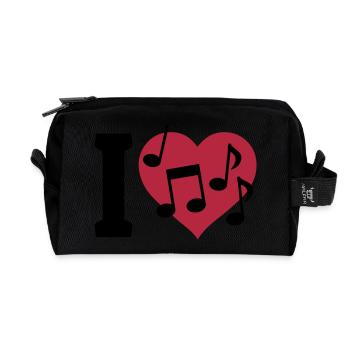 I love Music - J'aime la musique - Trousse de toilette en tissu recyclé - noir - Devant
