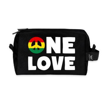 ONE LOVE Peace Jamaica Reggae Rastafari - Trousse de toilette en tissu recyclé - noir - Devant