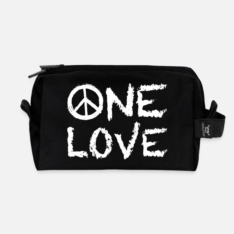 One Love Peace - Recycelte Kulturtasche - Schwarz