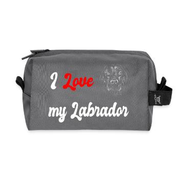 J'adore mon chien Labrador - Trousse de toilette en tissu recyclé - anthracite - Devant