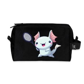 axolotl tennis badminton - Recycelte Kulturtasche - Schwarz - Vorne