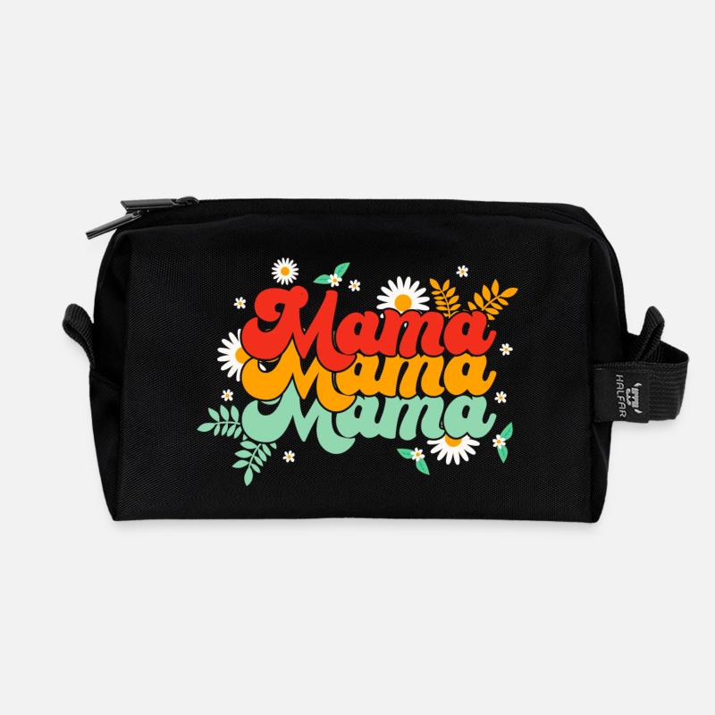Mom, Mama, Mama Groovy - Recycelte Kulturtasche - Schwarz