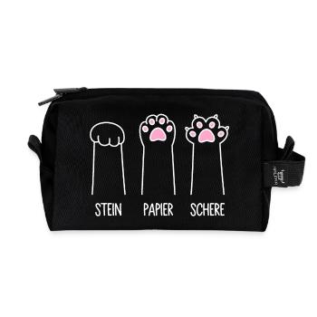 Katze Pfote Katzenpfoten Spiel Stein Papier Schere - Recycelte Kulturtasche - Schwarz - Vorne