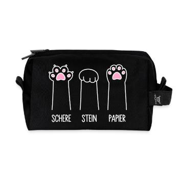 Katze Pfote Katzenpfoten Spiel Schere Stein Papier - Recycelte Kulturtasche - Schwarz - Vorne
