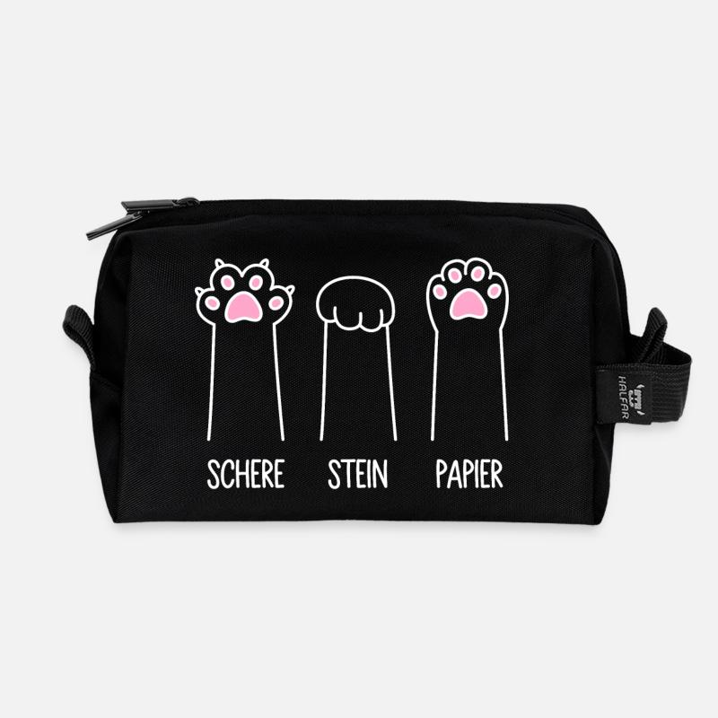 Katze Pfote Katzenpfoten Spiel Schere Stein Papier - Recycelte Kulturtasche - Schwarz