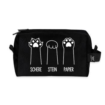Katzenpfoten Katze Pfote Spiel Schere Stein Papier - Recycelte Kulturtasche - Schwarz - Vorne