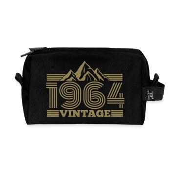 Vintage 1964 anniversaire randonnée montagnes escalade - Trousse de toilette en tissu recyclé - noir - Devant