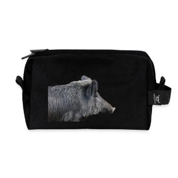 Wild boar Wild boar Pig Sow Pigs - Recycled Toiletry Zip Bag - black - Front