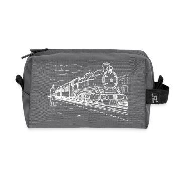 Dessin d’amoureux du train - Trousse de toilette en tissu recyclé - anthracite - Devant
