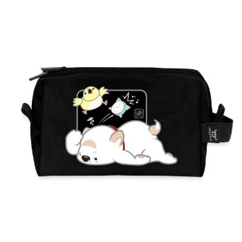 Dog Korean - Japanese Style 04B - Recycled Toiletry Zip Bag - black - Front