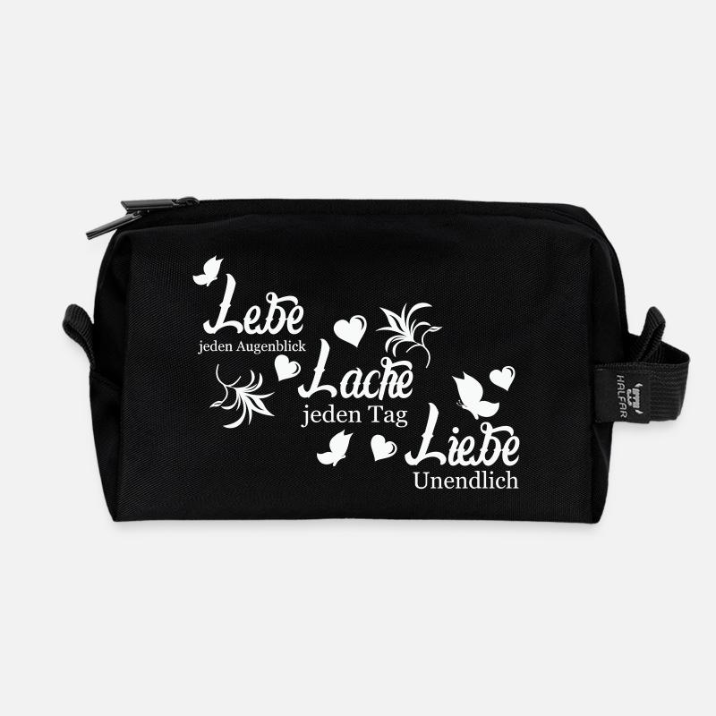 Lebe Lache Liebe - Recycelte Kulturtasche - Schwarz
