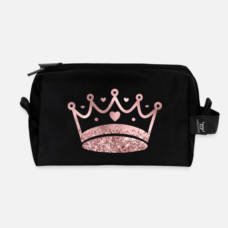 Königin/König Krone Glitter personalisierbar - Recycelte Kulturtasche - Schwarz