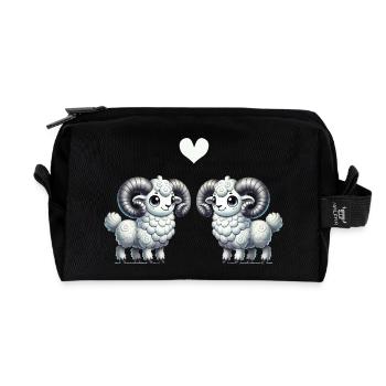 widder cartoon love - Recycelte Kulturtasche - Schwarz - Vorne