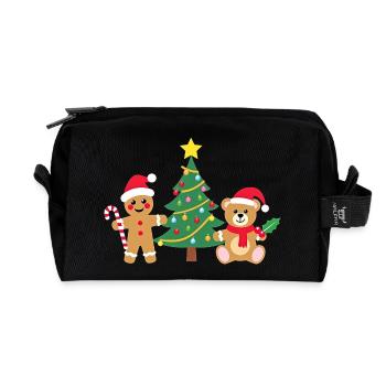 Süße Kleine Santa's Friends Weihnachtsbaum - Recycelte Kulturtasche - Schwarz - Vorne