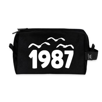 1987 Year Birthday Vintage 1987 - Recycled Toiletry Zip Bag - black - Front