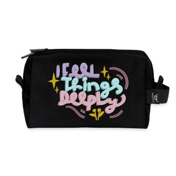Tief Fühlen in Pastell - Recycelte Kulturtasche - Schwarz - Vorne