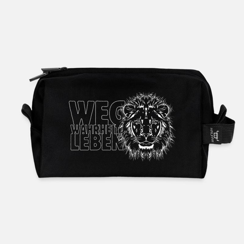 Löwe „Weg Wahrheit Leben“ - Recycelte Kulturtasche - Schwarz