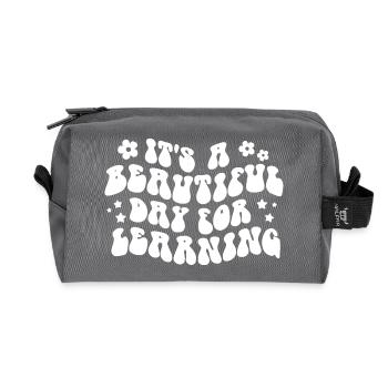 C’est une belle journée pour apprendre la motivation - Trousse de toilette en tissu recyclé - anthracite - Devant