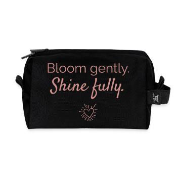 Blühe sanft - strahle kraftvoll - Recycelte Kulturtasche - Schwarz - Vorne