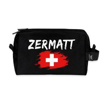 Zermatt Schweiz Flagge - Recycelte Kulturtasche - Schwarz - Vorne