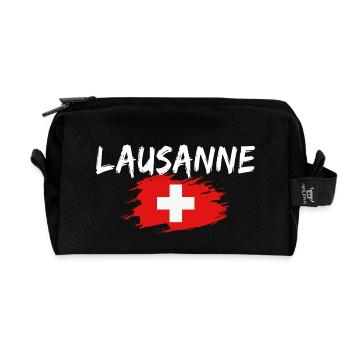 Lausanne Schweiz Flagge - Recycelte Kulturtasche - Schwarz - Vorne