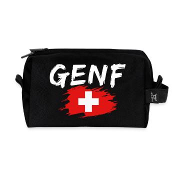 Genf Flagge Schweiz - Recycelte Kulturtasche - Schwarz - Vorne